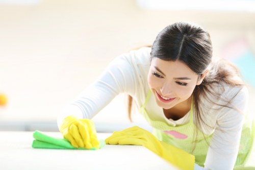 Professional carpet cleaner carrying out a careful final clean